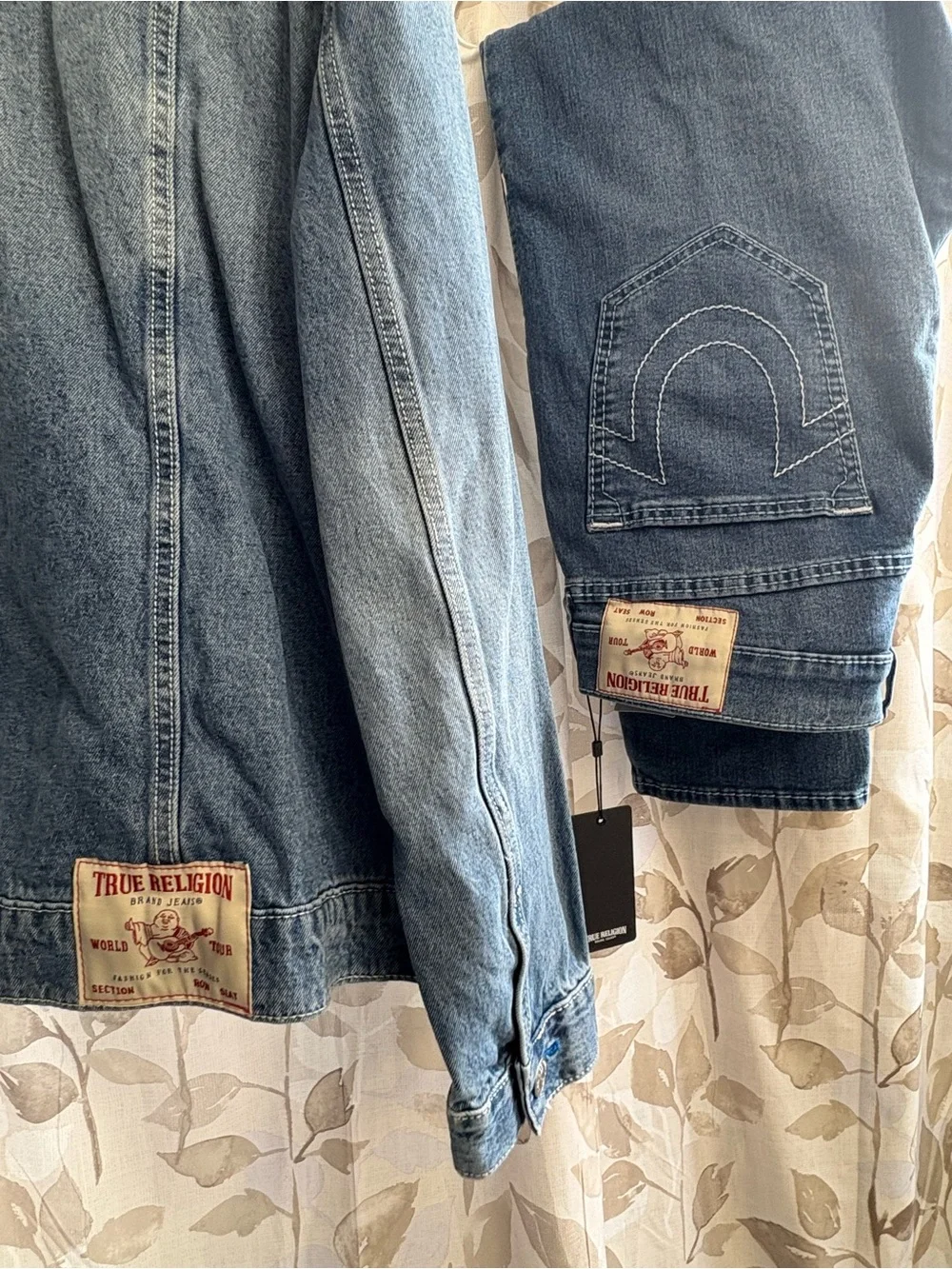 True Religion Light Blue Denim Jacket and Jeans Set
